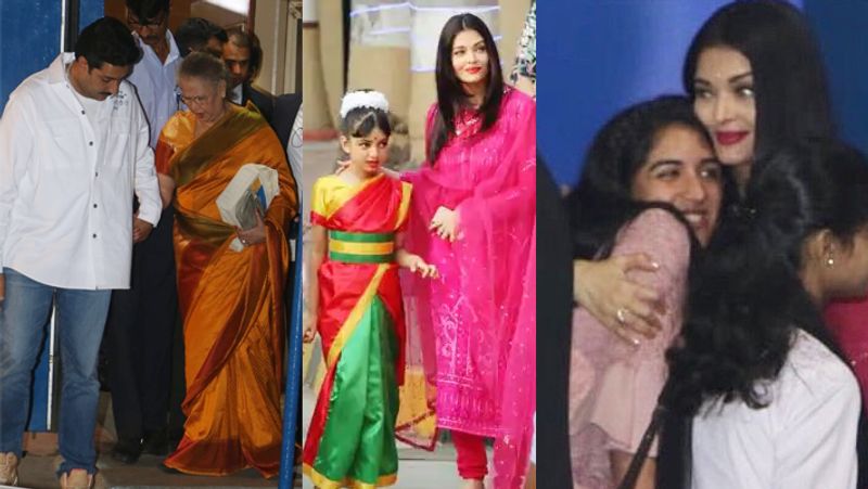 Abhishek Bachchan hold hand mother in law at aaradhya bachchan School Annual Day KPJ