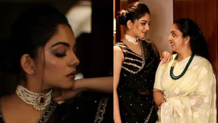 Ahaana krishna stunning in black saree Ahaana krishna stunning in black saree