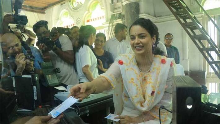 Kangana Ranaut turns train ticket seller for Panga promotions Kangana Ranaut turns train ticket seller for Panga promotions