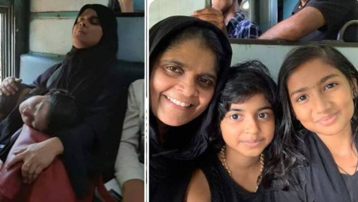 behind the photo of a girl sleeping in a muslim woman's lap in a train behind the photo of a girl sleeping in a muslim woman's lap in a train