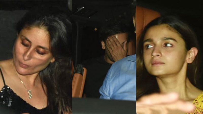 kareena kapoor without makeup Ranbir Kapoor covers face Rani Mukerji party KPJ