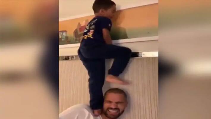 Shikhar Dhawan's Son Zoravar Motivates Him To Play In Most Unusual Way Shikhar Dhawan's Son Zoravar Motivates Him To Play In Most Unusual Way