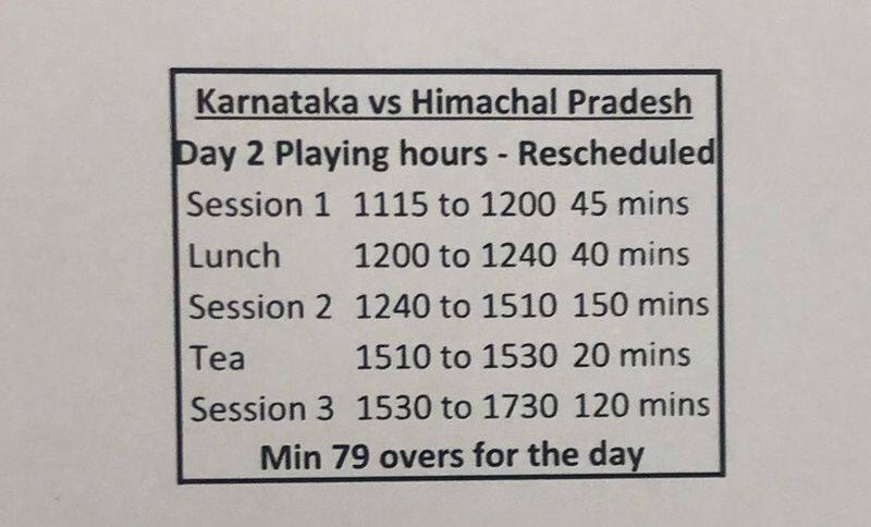 Karnataka Himachala pradesh ranji match day 2 rescheduled due to solar eclipse