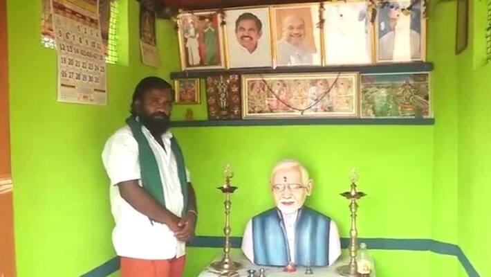 Tamilnadu farmer builds temple for pm modi performs arti everyday kph Tamilnadu farmer builds temple for pm modi performs arti everyday kph
