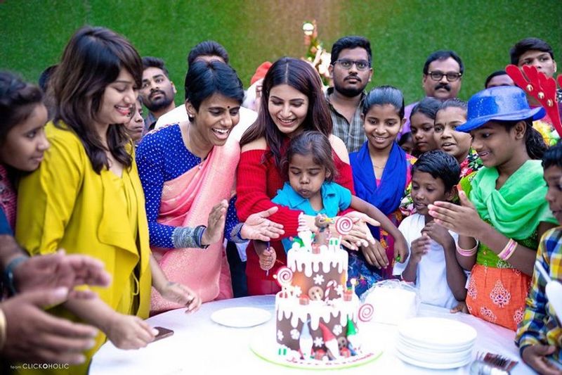 குழந்தைகளுடன் குழந்தையாக மாறிய சமந்தா