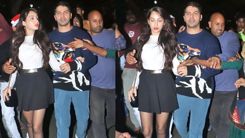 Varun Dhawan Protect Nora fatehi When She Surrounded By Huge Mob KPG