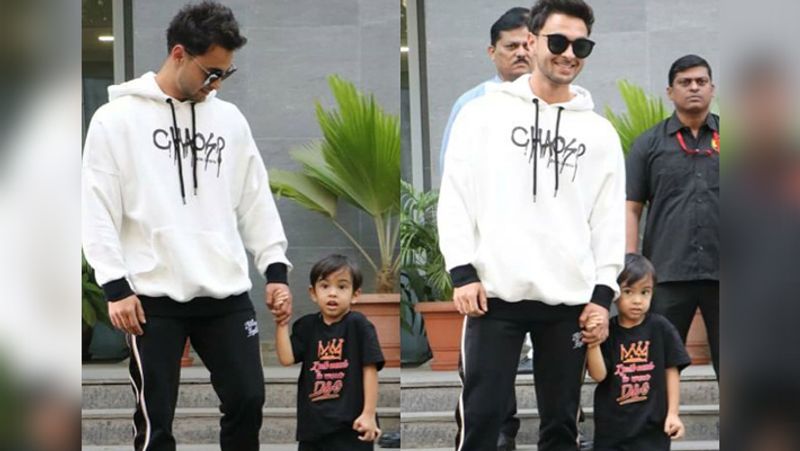 Salman Khan 3 year old nephew ahil sharma visits to see younger sister KPJ