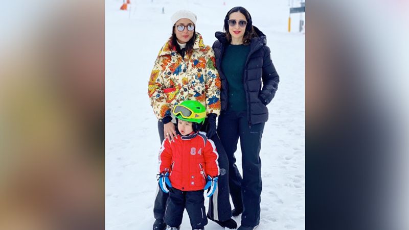 Taimur Ali khan Enjoying holiday in switzerland With Mom Kareena kapoor saif ali khan And karishma kapoor KPY