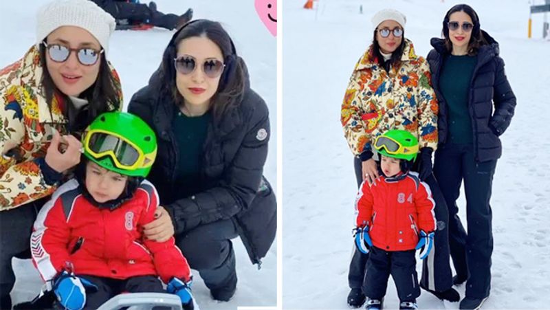 Taimur Ali khan Enjoying holiday in switzerland With Mom Kareena kapoor saif ali khan And karishma kapoor KPY