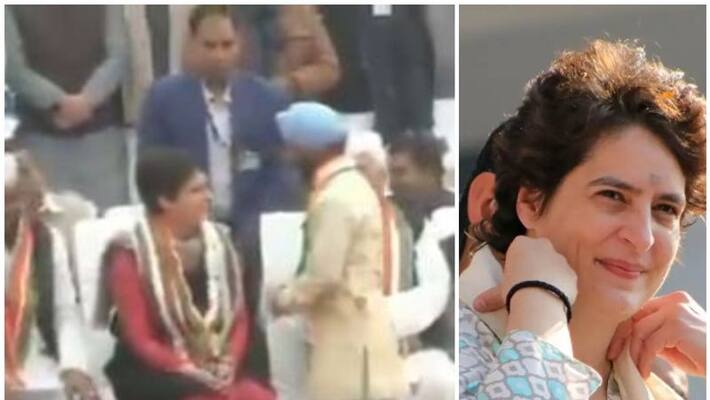 Man Breaks Security To Meet Priyanka Gandhi In UP Man Breaks Security To Meet Priyanka Gandhi In UP