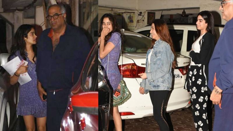 Janhvi Kapoor Khushi Kapoor Boney Kapoor visit Anshula Kapoor birthday KPJ