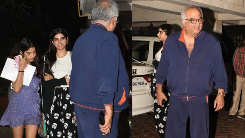 Janhvi Kapoor Khushi Kapoor Boney Kapoor visit Anshula Kapoor birthday KPJ