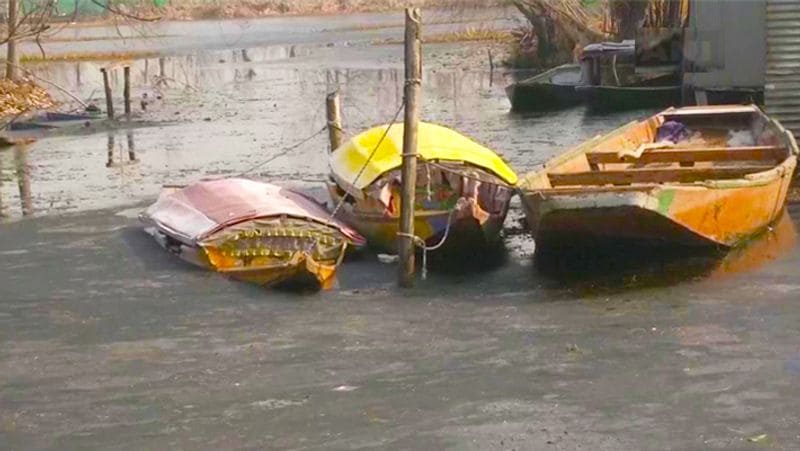 Cold fury, Dal lake frozen in Kashmir cold will increase further kps
