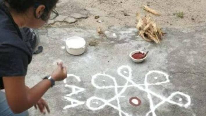 tn police detained five for drawing anti-CAA rangoli tn police detained five for drawing anti-CAA rangoli
