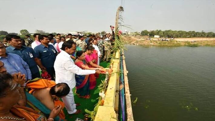 Telangana CM KCR to perform Jala Harathi to Mid Manair Telangana CM KCR to perform Jala Harathi to Mid Manair