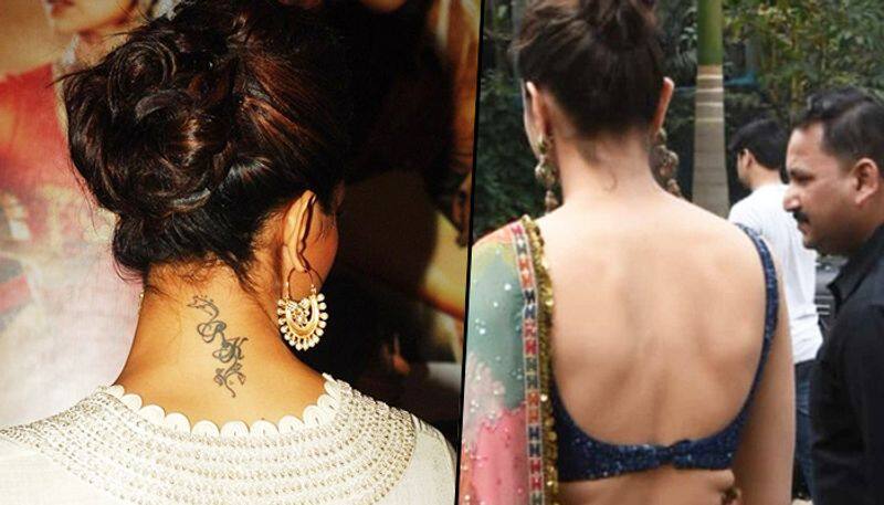 Deepika Padukone was recently spotted wearing a beautiful saree with a sexy blue blouse. She was promoting her upcoming movie Chhapaak. In one of the pictures, the 'RK' tattoo at the back of her neck seems to be missing. Take a look.