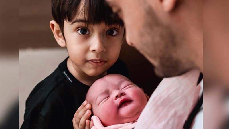Salman Khan 3 year old nephew kept staring at the 4 day old sister KPJ