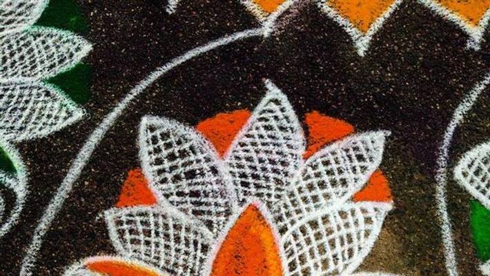 lotus kolam had done by bjp supporters in tamilnadu lotus kolam had done by bjp supporters in tamilnadu