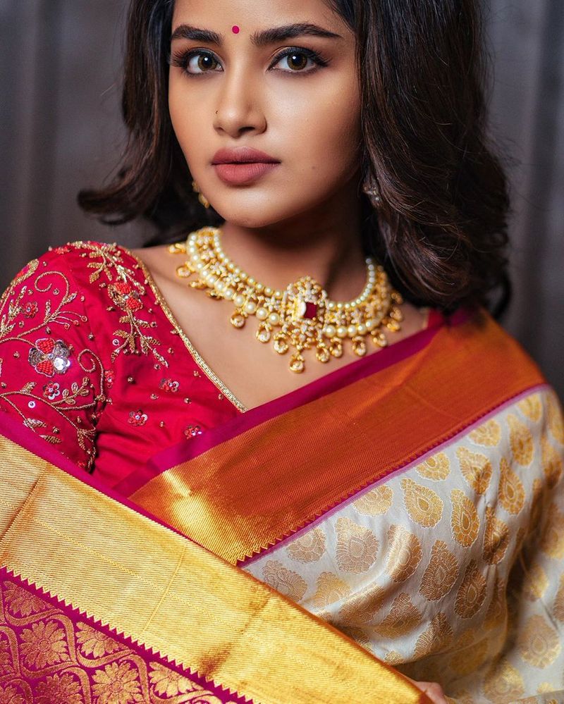 Kodi Anupama Parameswaran Pattu Saree Photos Going Viral