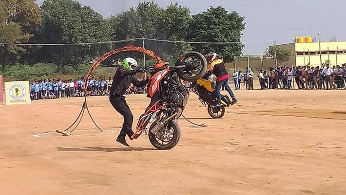Bike Stunt Programme Held at Gangavati in Koppal District Bike Stunt Programme Held at Gangavati in Koppal District