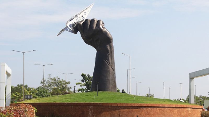 art statues representing tulu culture in mangalore airport