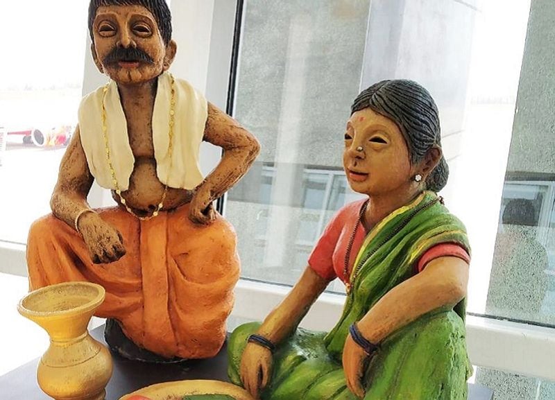 art statues representing tulu culture in mangalore airport