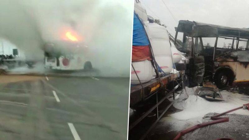 Andhra Pradesh Tourist bus fire...several injured