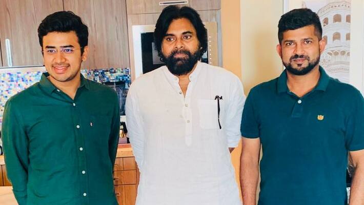 karnataka bjp MP Pratap simha and tejasvi surya meets janasena chief pawan kalyan karnataka bjp MP Pratap simha and tejasvi surya meets janasena chief pawan kalyan