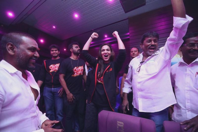 super star family watch darbar movie in rohini theater