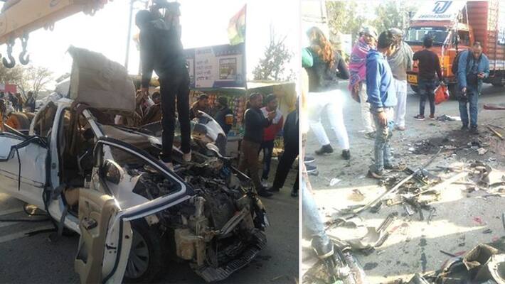 Four people of the same family die in a horrific accident between a truck and a car in Panipat kpa Four people of the same family die in a horrific accident between a truck and a car in Panipat kpa