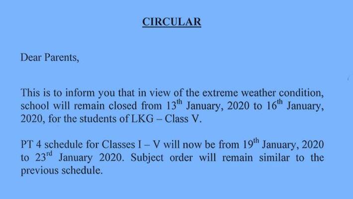 due to weather situation Riyadh Indian School cut classes for LKG to 5th due to weather situation Riyadh Indian School cut classes for LKG to 5th