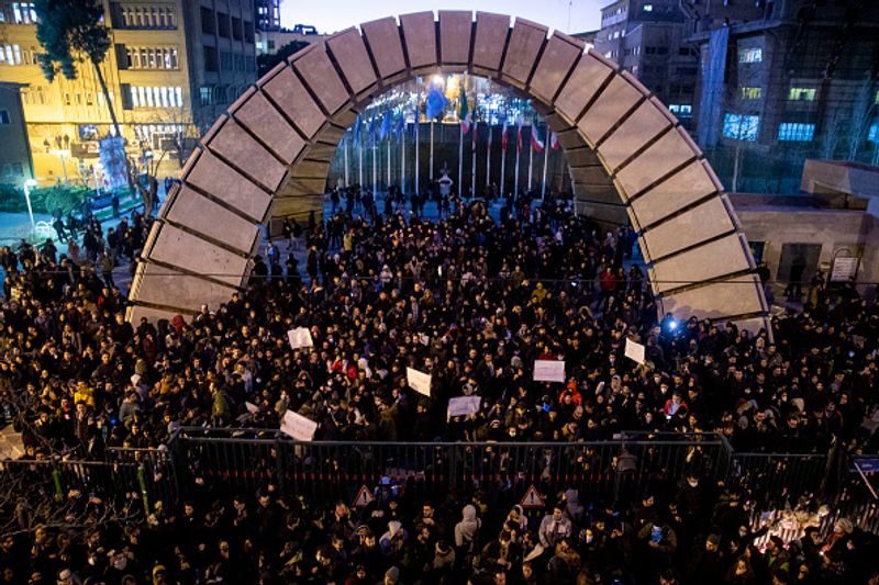 ukraine plane crash students against Khomeini and the State in Iran