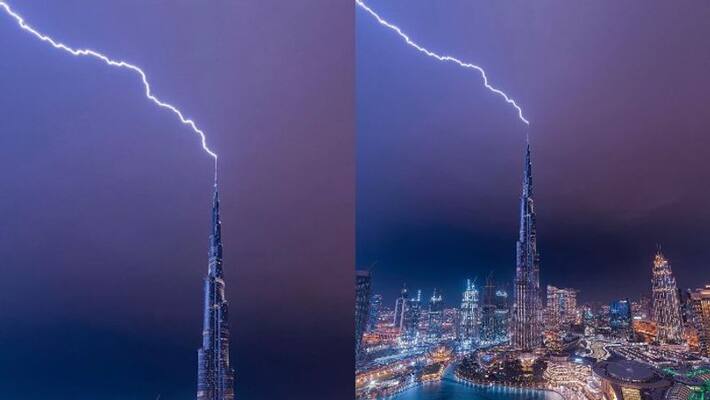 viral photo of Lightning Strikes Burj Khalifa viral photo of Lightning Strikes Burj Khalifa