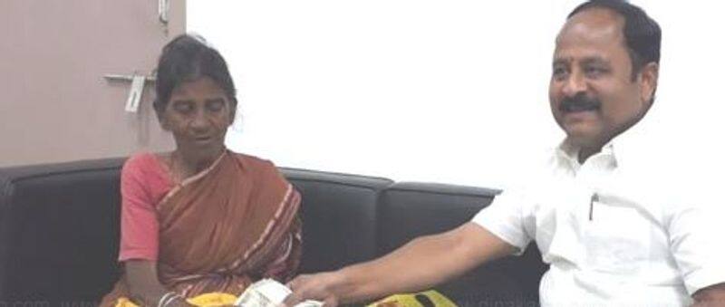 dmk mla nandakumar helped a granma to get her money worth 12 thousands