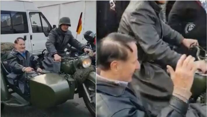 police looks for Man Dressed as Hitler riding on motorcycle police looks for Man Dressed as Hitler riding on motorcycle
