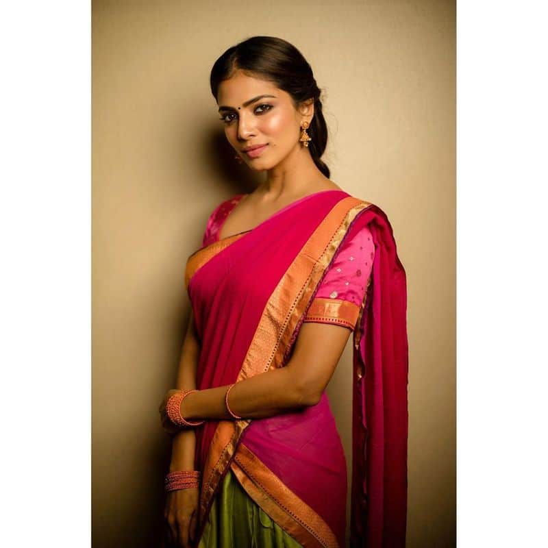Master Actress Malavika Mohanan Stunning Half Saree Photos