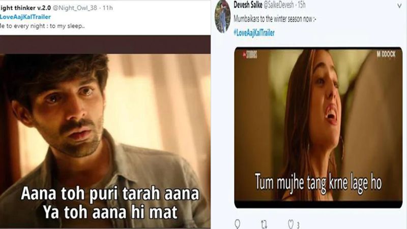 Love Aajkal 2 trailor twitter users makes fun by memes of sara ali khan and kartik aaryan trailor also KPY