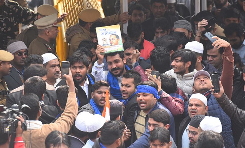 bhim army chief chandrashekhar azad joins people at a protest against citizenship amendment act