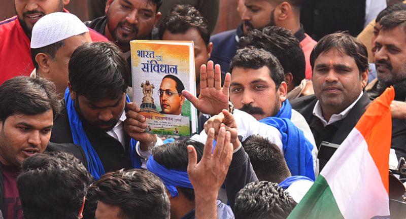 bhim army chief chandrashekhar azad joins people at a protest against citizenship amendment act
