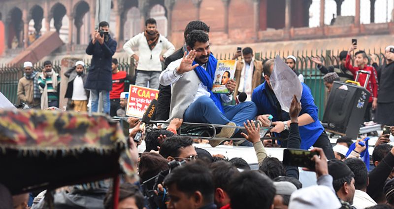 bhim army chief chandrashekhar azad joins people at a protest against citizenship amendment act