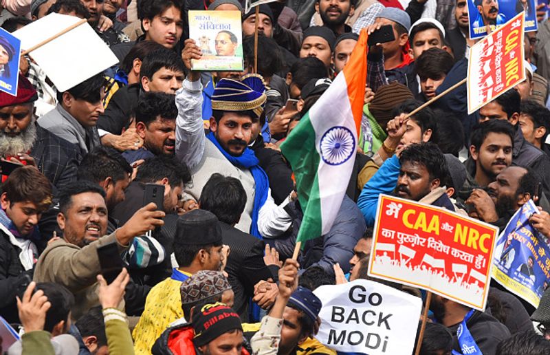bhim army chief chandrashekhar azad joins people at a protest against citizenship amendment act