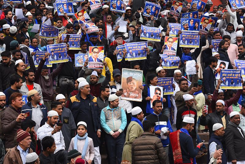 bhim army chief chandrashekhar azad joins people at a protest against citizenship amendment act