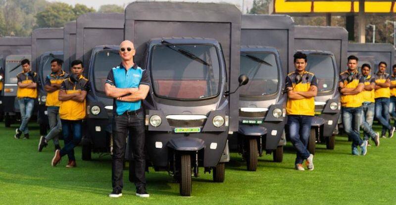 amazon ceo jeff bezos gives another gift for india delivery e rickshaws