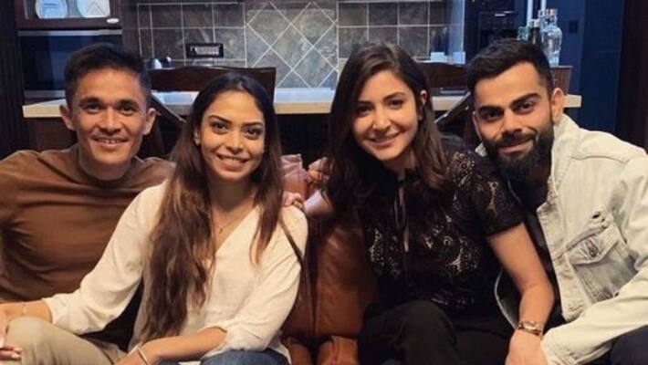 Sunil chhetri host dinner for virat kohli and anushka sharma in bengaluru Sunil chhetri host dinner for virat kohli and anushka sharma in bengaluru