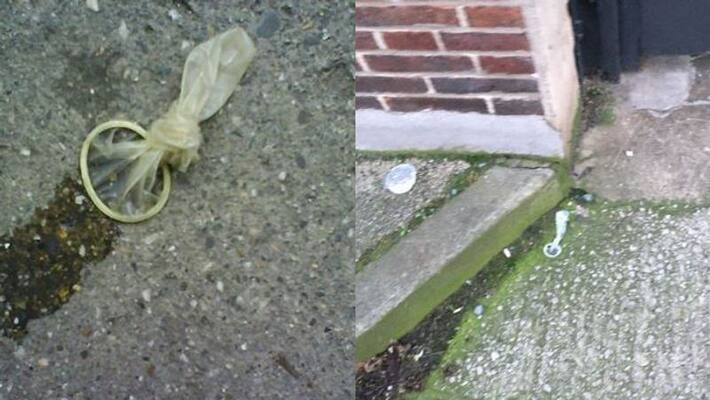 Workers forced to walk through street full of 'bags of human waste and used condoms Workers forced to walk through street full of 'bags of human waste and used condoms