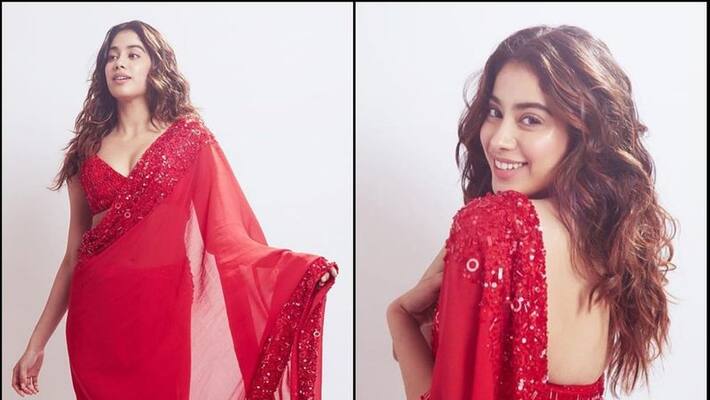 Sridevi Daughter Janhvikapoor Hot Red Saree Photos Going Viral Sridevi Daughter Janhvikapoor Hot Red Saree Photos Going Viral
