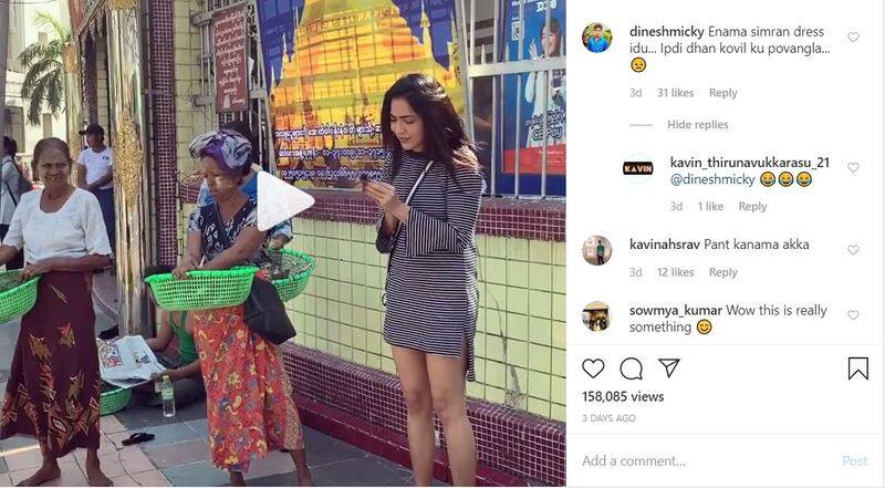 Netizens Slams VJ Ramya For Wearing Glamours Dress in Temple