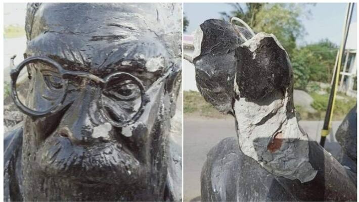 statue of periyar vandalized at tamilnadu statue of periyar vandalized at tamilnadu