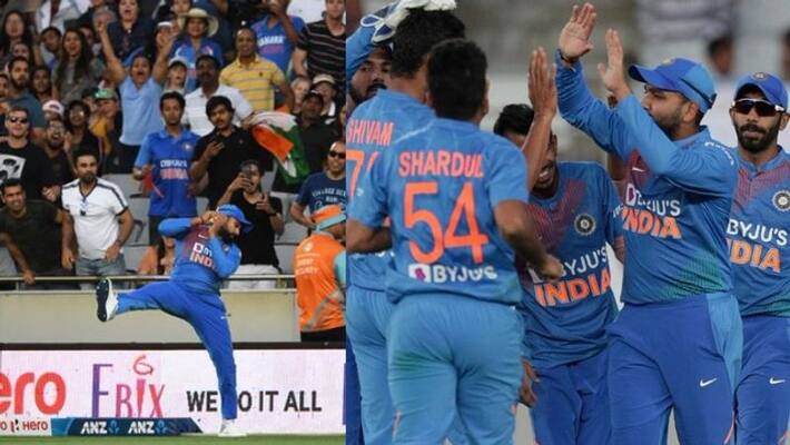 India vs New Zealand First T20I Watch Rohit Sharma Stunning Catch India vs New Zealand First T20I Watch Rohit Sharma Stunning Catch