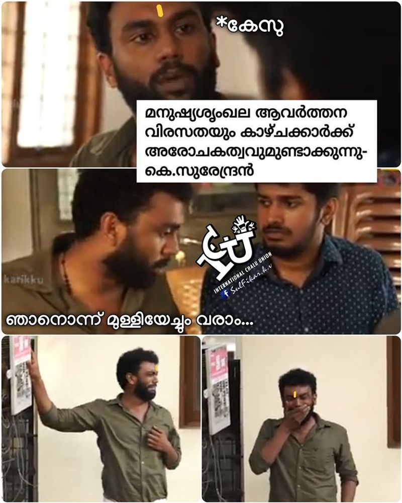 troll against k surendran facebook post on kerala human chain protest constitution